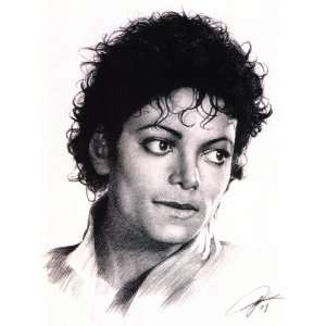 Michael Jackson Sketch Portrait, Charcoal Graphite Pencil Drawing 