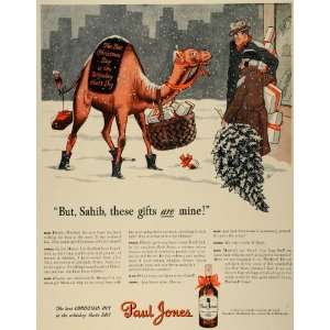 1942 Ad Paul Jones Whiskey Bottle Liquor Christmas Tree Camel Sahib 