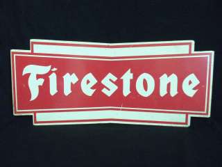 VINTAGE FIRESTONE TIRE GAS STATION DISPLAY SIGN red & white RACE CAR 