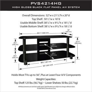 Bello High Gloss Black Flat Panel Audio Video System TV Stand 