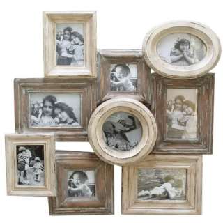 SHABBY COUNTRY CHIC S/9 Wood PHOTO COLLAGE Picture Frame Wall Decor 