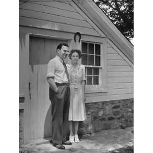  Thomas E. Dewey and Wife Posing in Front of their House 