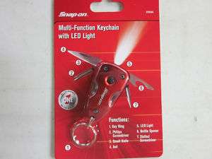 SNAP ON MULTI FUNCTION KEYCHAIN TOOL W/ LED LIGHT ~RED~  