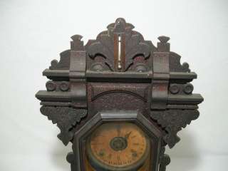 Antique Ingraham 8 Day Calendar Oak Gingerbread Clock  