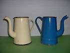 Vintage french ENAMEL COFFEE Pots  yellow + blue