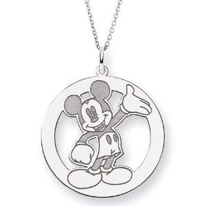 Silver Large Mickey Mouse Pendant   Officially Licensed Disney Jewelry 