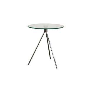    Triplet Round Glass Top End Table with Tripod Base