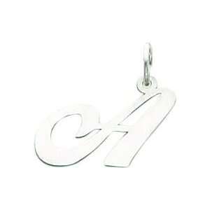  Fancy Cursive Letter A Charm 14k White Gold Jewelry