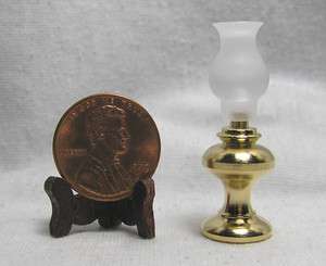 Miniature Dollhouse Brass Base Hurricane Lamp / Non Electric  