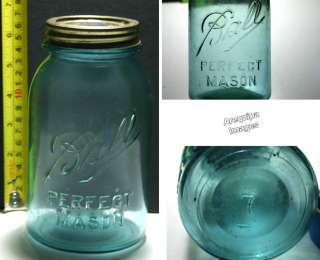 Old Ball Perfect Mason Jar Aqua Blue Glass vintage  