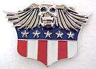 Winged Skull U.S. Flag Shield Belt Buckle American