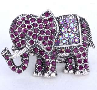 Purple swarovski crystal elephant stretch ring jewelry  