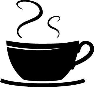 COFFEE CUP SWIRLS KITCHEN DECAL STICKER WORD WALL ART  