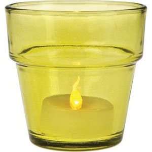  Chartreuse Green Glass Candle Holder (mini flower pot 