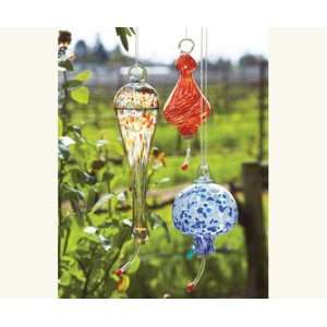   Red & Orange Recycled Glass Hummingbird Feeder Patio, Lawn & Garden