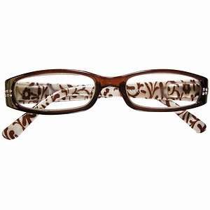ICU Eyewear Reading Glasses Slim Rectangle Frame Pattern Temple +1.75 