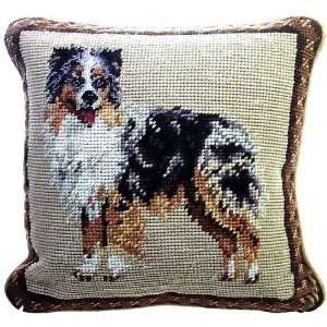  Aussie Australian Shepherd Dog Needlepoint Throw Pillow 10 