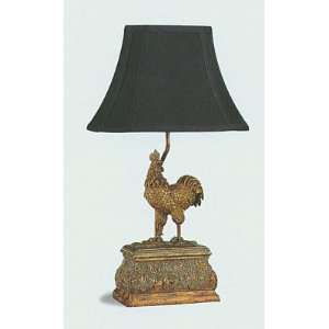  Rooster Table Lamp w Black Fabric Shade