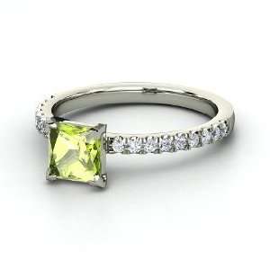  Celeste Ring, Princess Peridot 14K White Gold Ring with 
