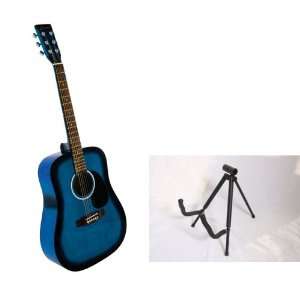   Blue Acoustic Guitar Combo with FREE Guitar stand Musical Instruments