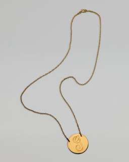 Letter Engraved Pendant Necklace, Yellow Gold