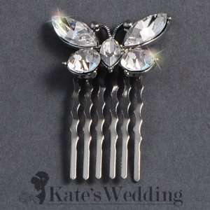 com Bridal Wedding Side Comb Butterfly Rhinestone Crystal Bridal Hair 