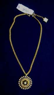 Liz Claiborne Gold Pearl Starburst Chain Necklace #1668  