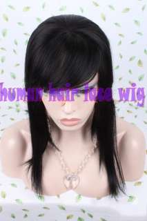   Wig 100% Human Hair Long Silky Straight with Bangs 18~24 Free  