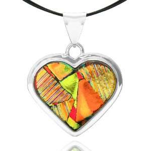   Mosaic Heart Shaped Pendant on Stainless Steel Wire, 18 Jewelry