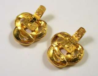 france love knot shoe clips 1 25 diamter shiny gold tone finish signed 