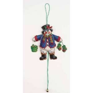  Snowman Jumping Jack Cross Stitch Ornament