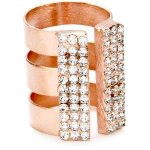 Sheila Fajl 18k Rose Gold Plated Stack Look Cubic Zirconia Ring, Size 
