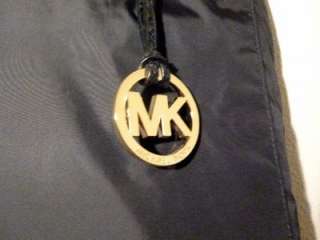 Michael Kors Large Black Gold Nylon Leather Key Fob Logo Tote Handbag 