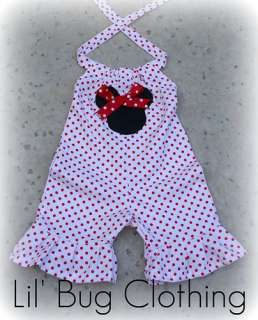 Custom Boutique Red white dot Minnie Mouse Shortall