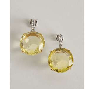Armadani lemon quartz and diamond round drop earrings