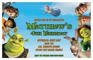 Set of 10 Shrek Personalized Birthday Invitations  