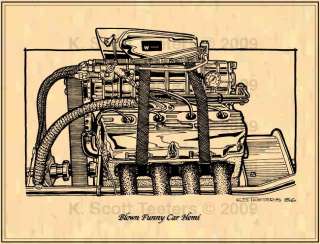 Chrysler Blown Funny Car Hemi Classic Drag Racing Engine Art