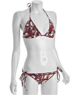 style #310735901 Burberry Brit dark red heart check string bikini