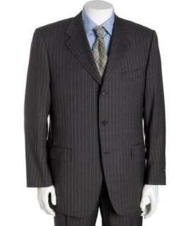 Canali grey pinstripe wool 3 button suit with single pleat trousers 