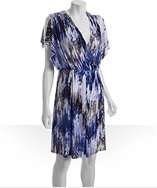 Calvin Klein blue printed jersey split sleeve dress style# 319092001
