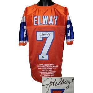  John Elway signed Denver Broncos Orange Prostyle Stat Jersey  Elway 