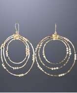 style #303806001 gold hammered 3 by 3 Allure hoop earrings