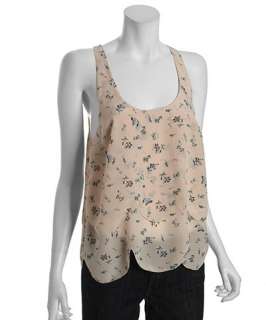 Joie pink sand floral silk Felix scalloped blouse