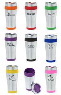 ENGRAVED Insulated Travel Mug STAINLESS STEEL   RED    