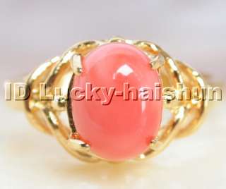 natural luster pink coral Rings gold plated  
