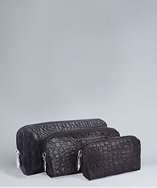   black croc embossed leather 3 in 1 cosmetics case style# 317559605