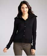Proenza Schouler black silk blend panel front cardigan sweater style 