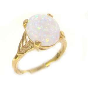 Luxury 9K Yellow Gold Large Opal Solitaire English Ring   Size 11.5 