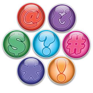 Decorative Push Pins or Magnets   Punctuation  Set of 7  