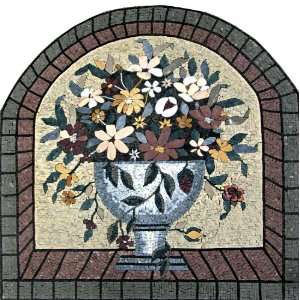  40x44 Flower Marble Mosaic Wall Mural Art Tile: Home 